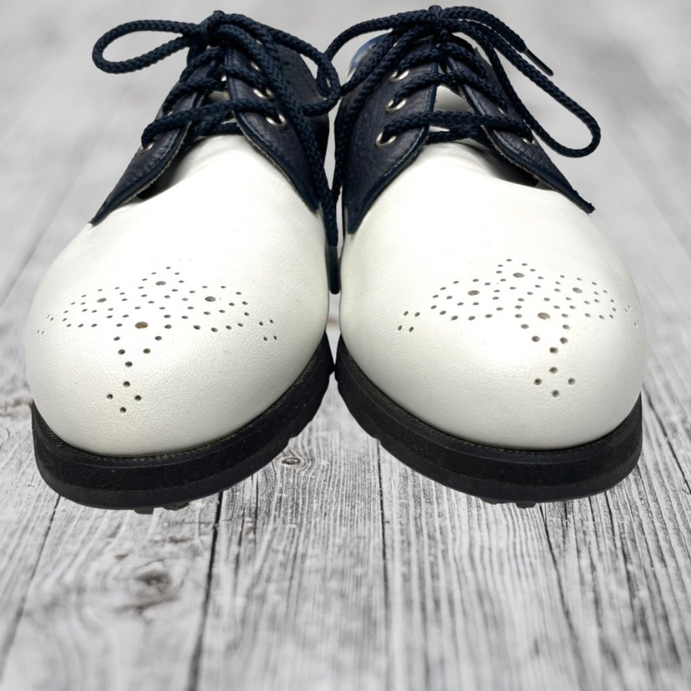 Footjoys Womens Softjoys Terrains White/Navy Leather Saddle Golf Shoe Size 6 M - Picture 3 of 11